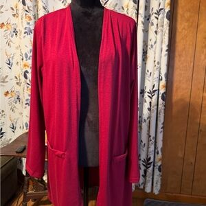 Women's Cranberry Red Open Front Cardigan Size XL NEW
